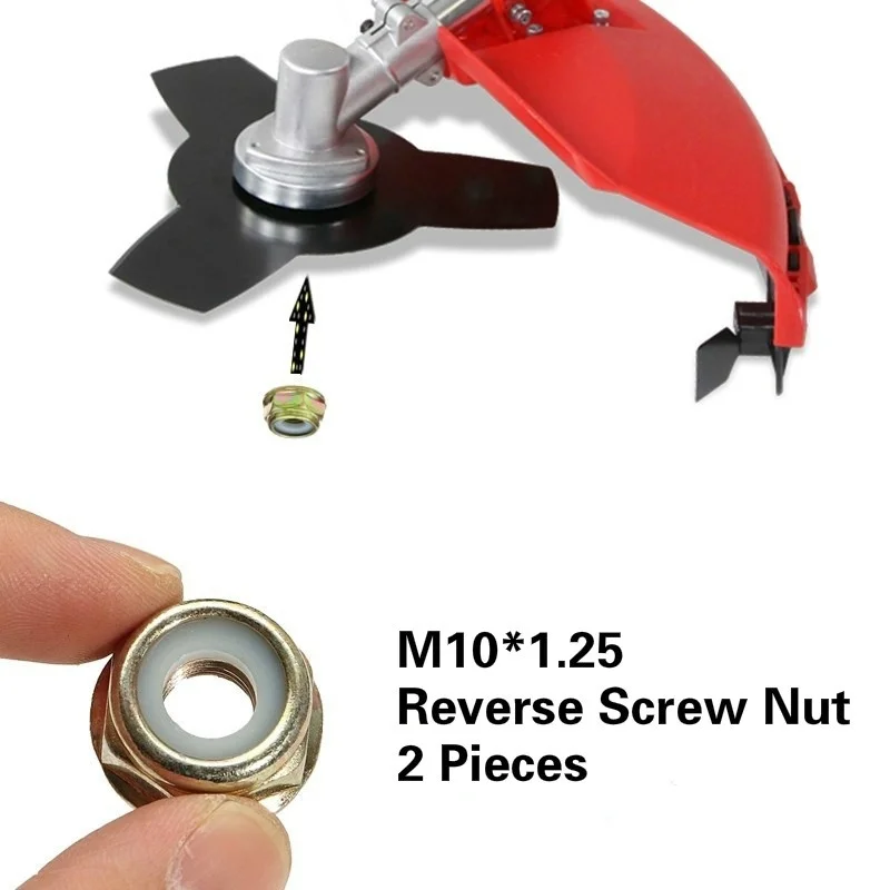 Juego de 2 piezas de tuerca de tornillo inverso Universal M10x1.25 para desbrozadora de gasolina
