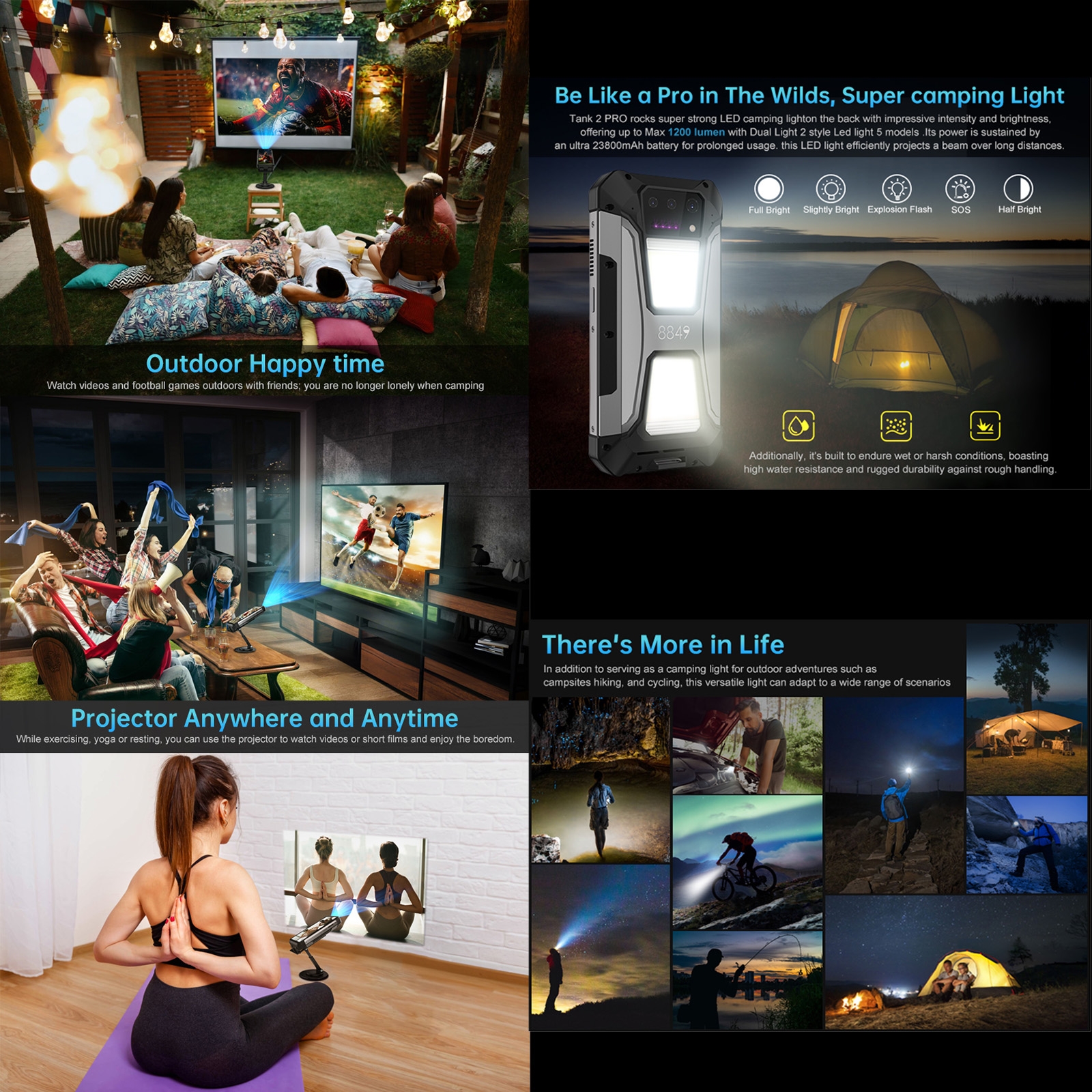 Unihertz 8849 Tank 2 Pro teléfono resistente 12GB + 512GB proyector de visión nocturna 6,79 "FHD Android 14 100MP 23800mAh 4G Smartphone