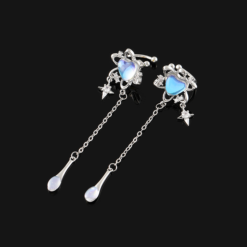 Opala moonstone em forma de coração irregular estrela pingente borla brincos feminino luz luxo goth jóias y2k