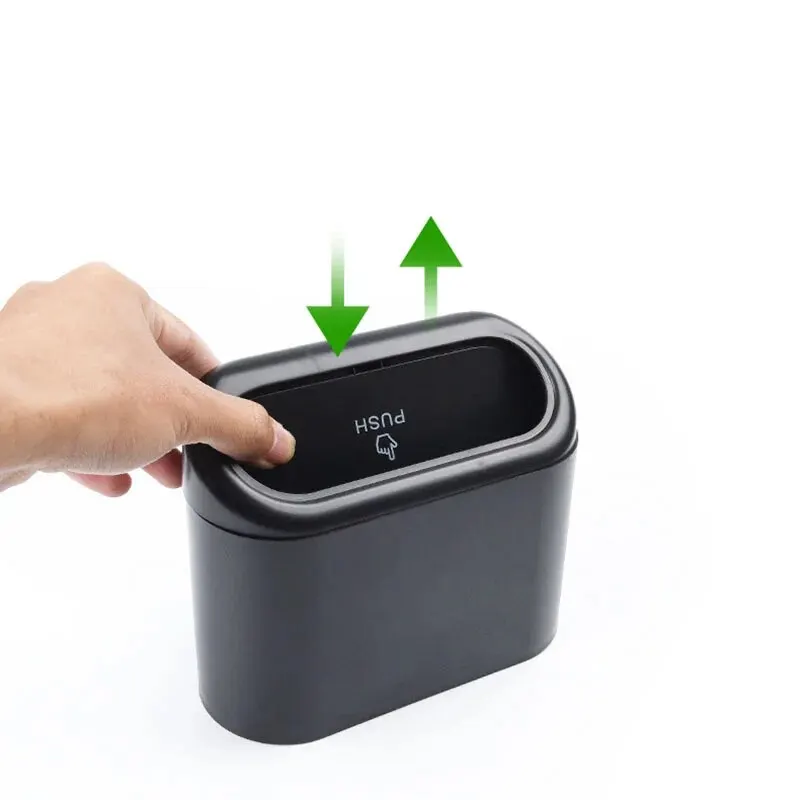 Car Trash Bin Hanging Vehicle Garbage Dust Case Storage Box Plastic Pressing Square Trash Can Type Auto Car Supplies