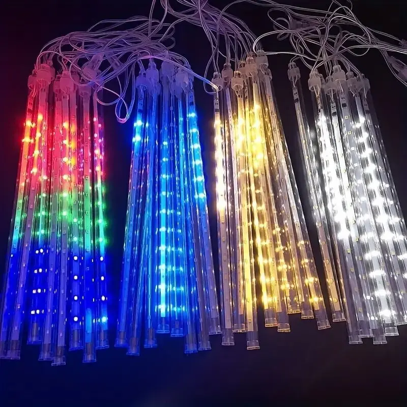 Luci a pioggia a LED con pioggia di meteoriti, impermeabili, con gocce di pioggia che cadono, per decorazioni per feste, patio, 30 cm
