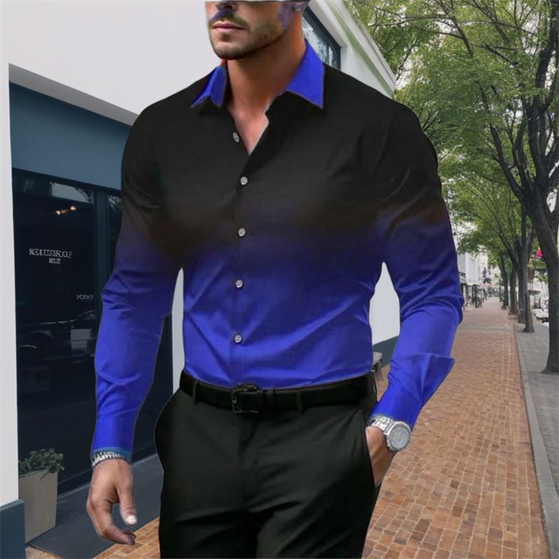Camicia a maniche lunghe a righe da uomo 2024 Camicia da uomo casual All-match Fashion Street Camicia da uomo con risvolto Top a maniche lunghe monopetto