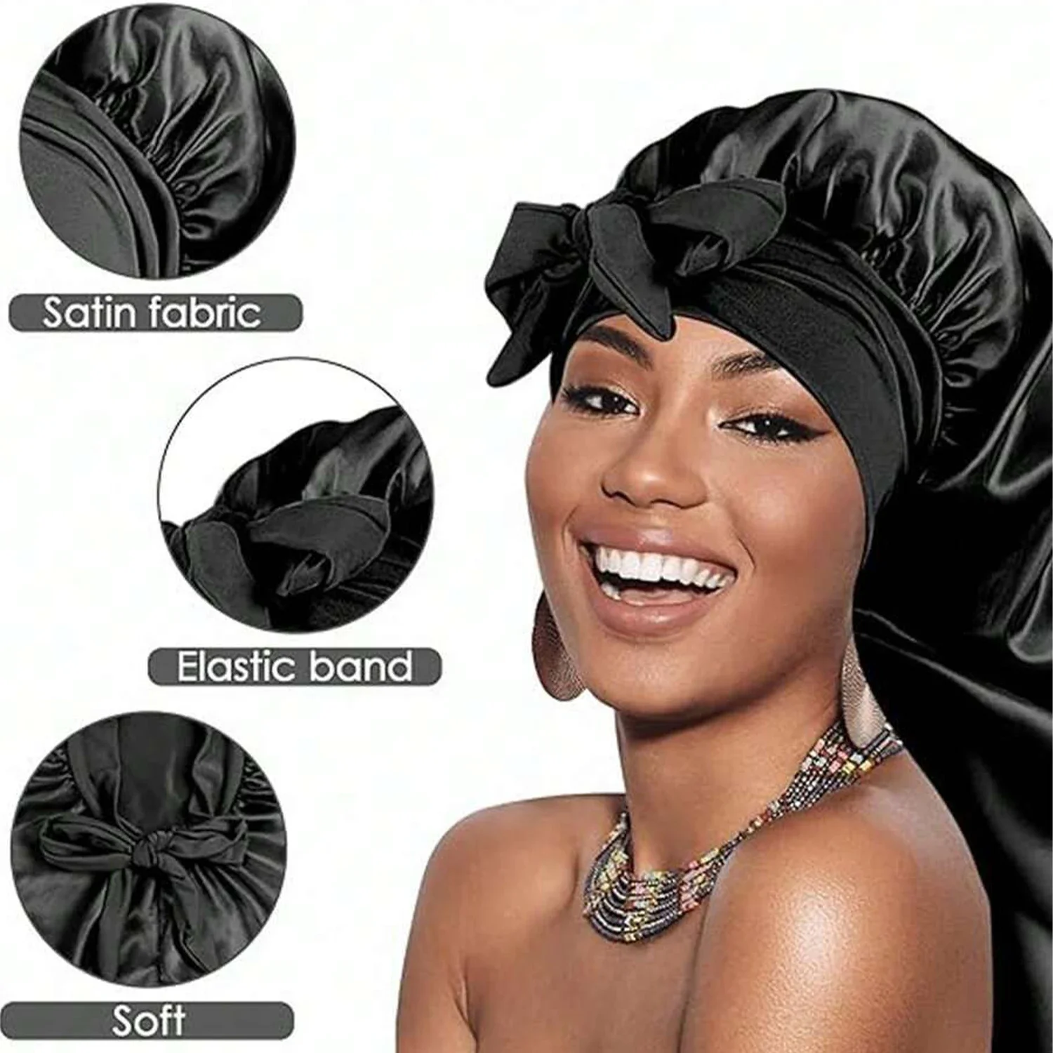 Moda Bonnet Edição Longa de Seda Suave Colorido Ding Elástico Confortável Personalizado Casual Dormir Chapéu Longo Bonnet das mulheres
