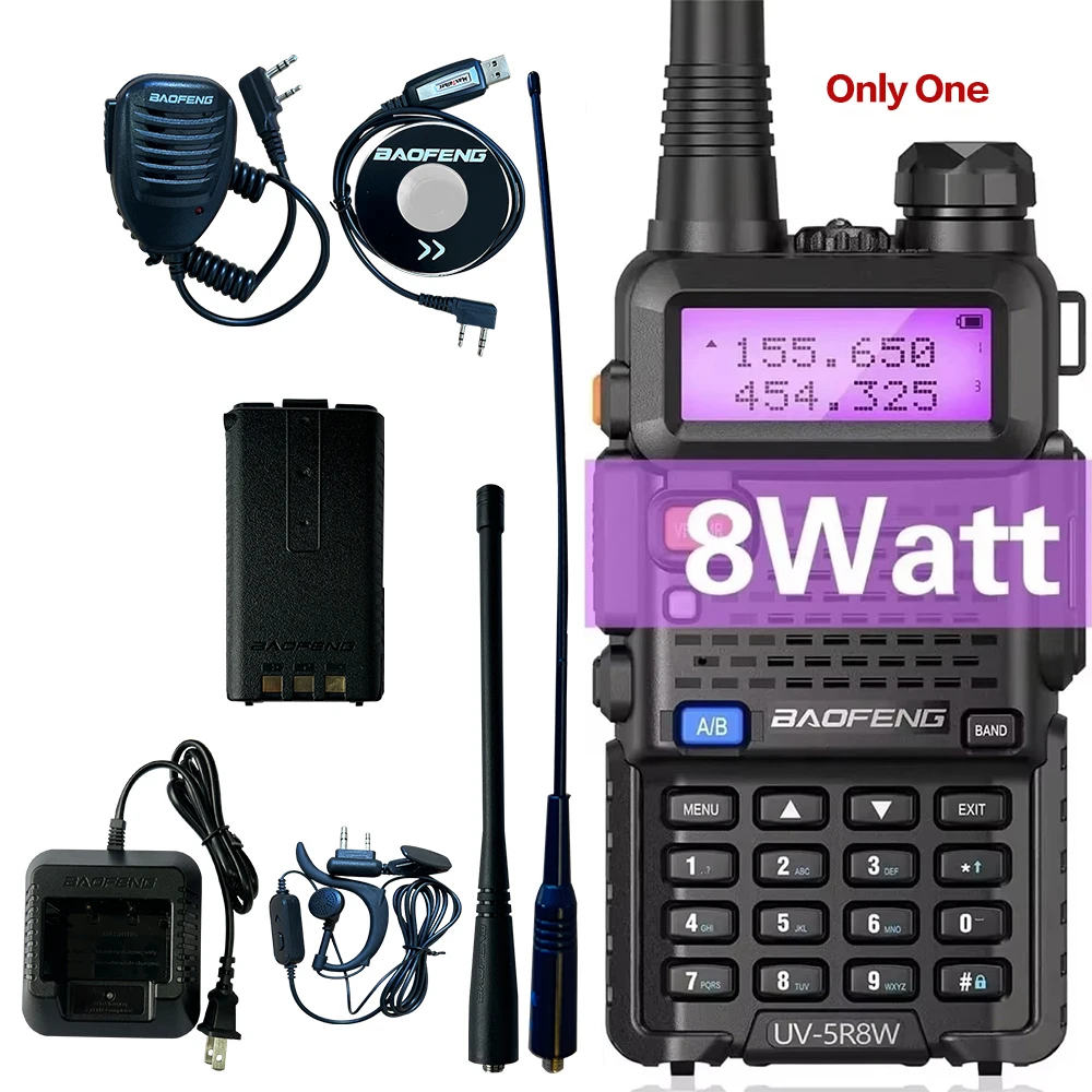 1/2PCS BaoFeng UV-5R 8W Tri-Power Walkie Talkie High Power Dual Band Long Range 128 CH Portable Handheld UV 5R Ham Two Way Radio