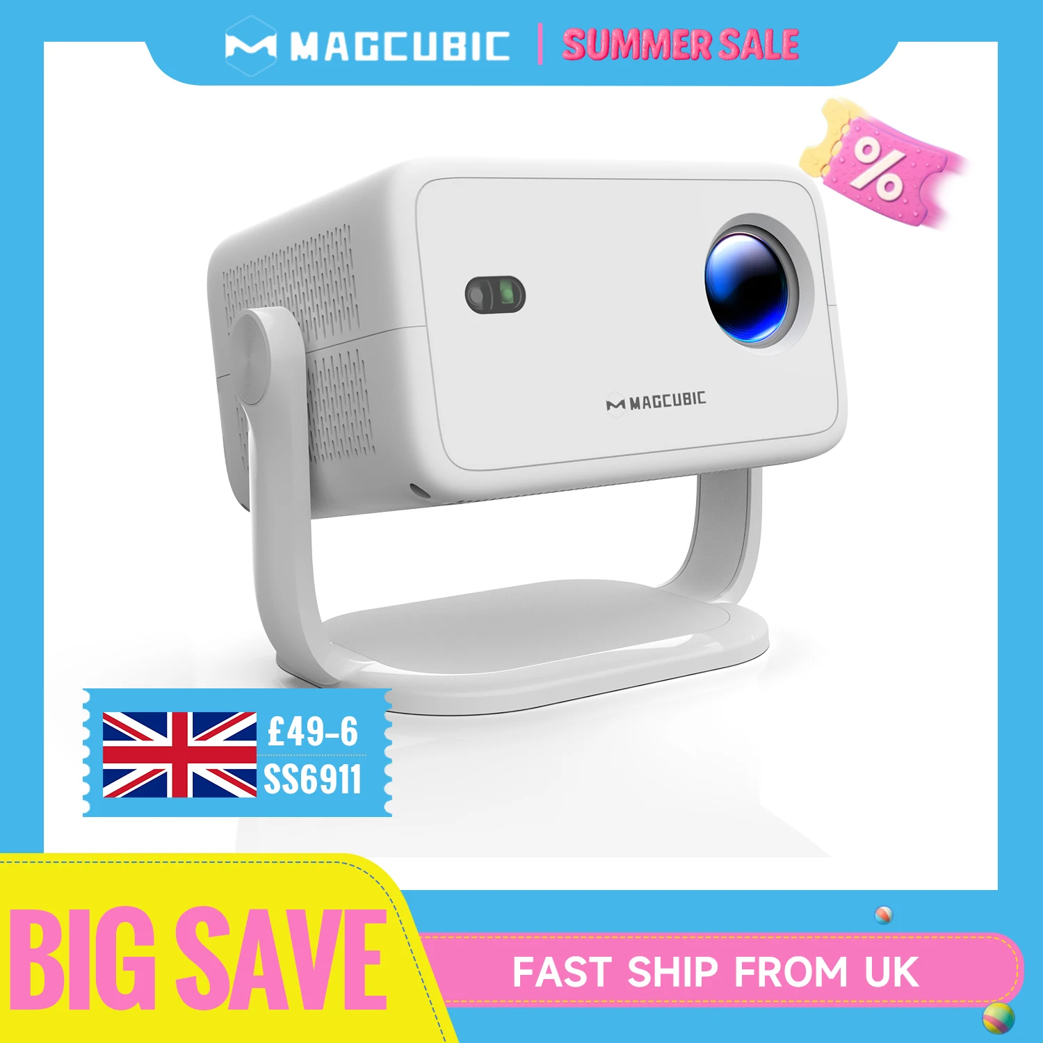 Magcubic Native 1080P 650ANSI 4K Android 11 L018 360° Projector With Auto Keystone Focus Air Mouse Wifi6 BT5.2 Portable Outdoor