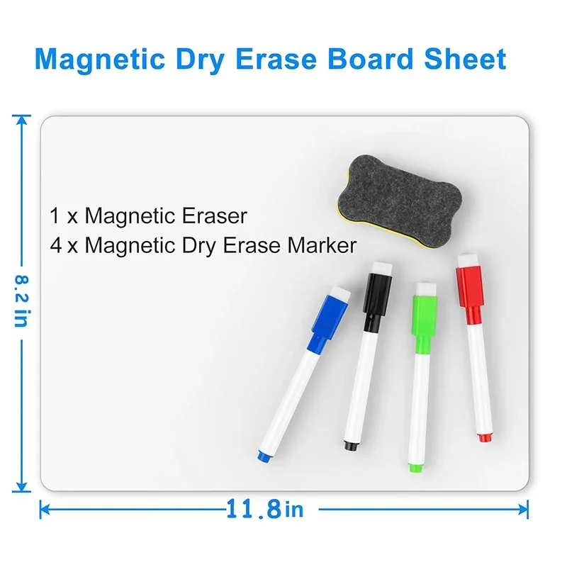 A4 Size Magnetic WhiteBoard for  Fridge Sticker Dry Erase Whiteboard,Portable 11.8"x8.2" Planner for Refrigerator