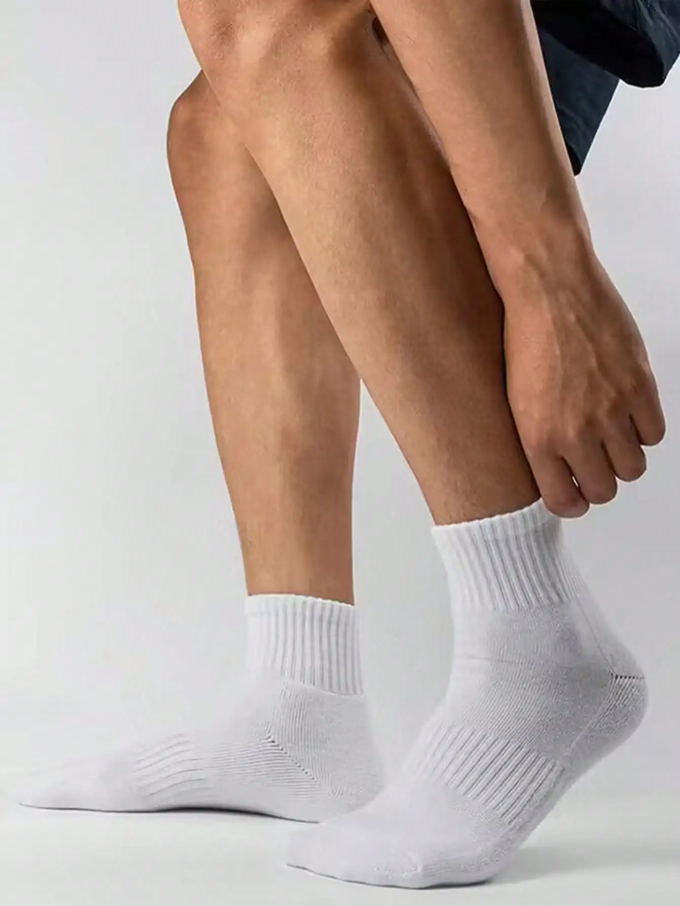 5 pares de calcetines deportivos antiolor blancos hasta media pantorrilla para hombre para verano
