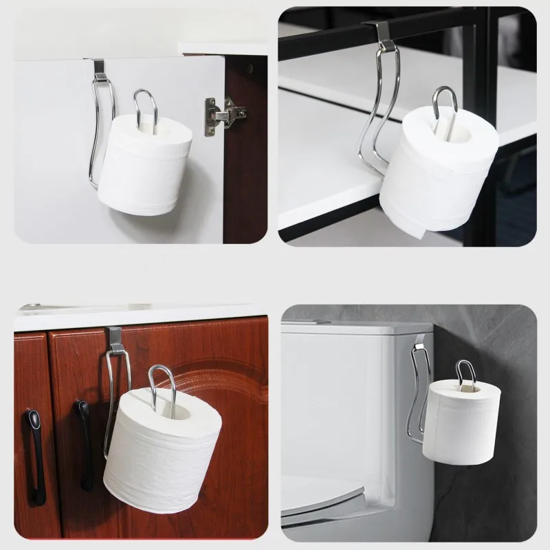 Wall Mount ที่ใส่กระดาษชําระไม่มีเจาะกระดาษทิชชูผ้าเช็ดตัวม้วนตู้ผ้าเช็ดตัว Easy Hooks สําหรับห้องน้ําห้องครัว