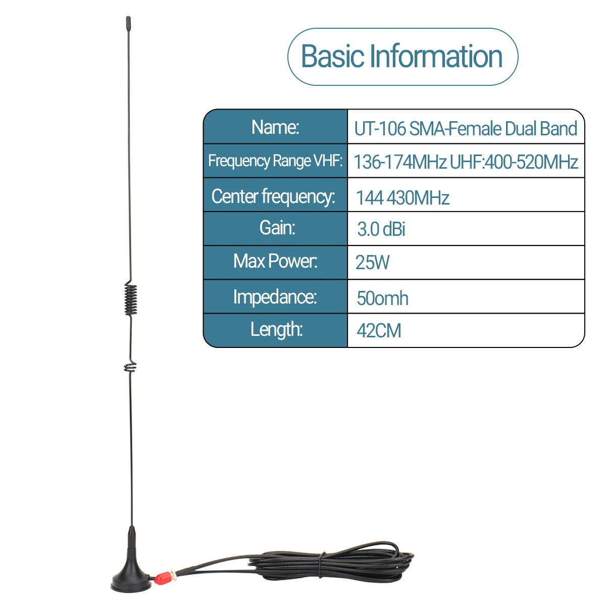 UT-106UV antena de carro magnética sma-fêmea antena de banda dupla para baofeng UV-5R BF-888S UV-21 pro v2 quansheng UV-K5 UV-K6 UV-K5 (8)