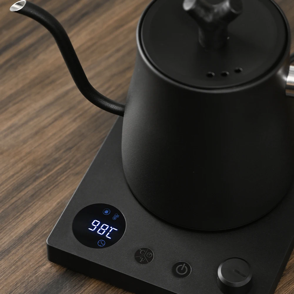 1000W 전기 구즈넥 주전자 1000ml 304 스테인레스 스틸 커피 포트 커피 차를위한 지능형 온도 LED 디스플레이