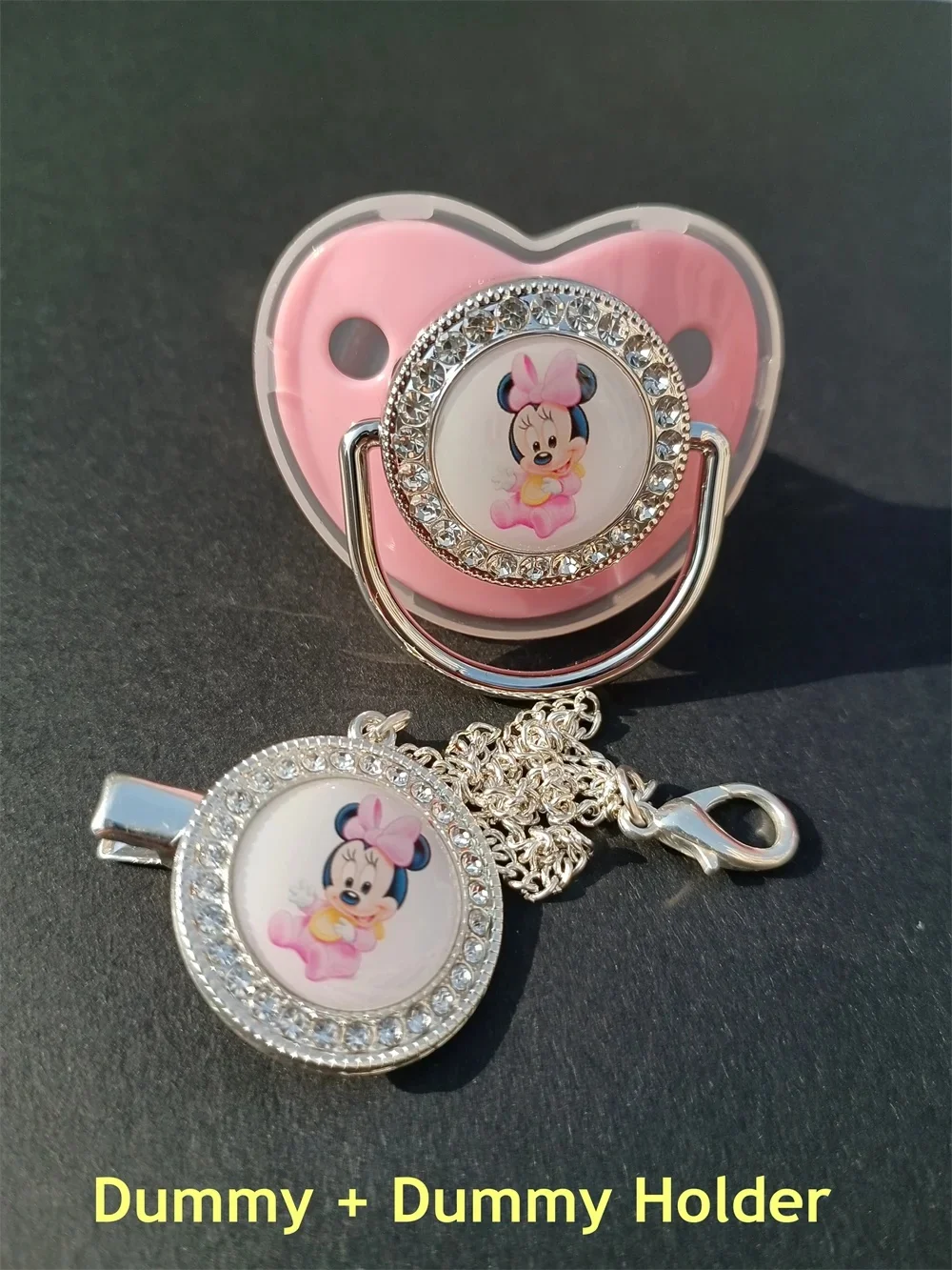 Chupete de alimentación de bebé Kawaii Imini Mouse, chupete ostentoso de lujo con Clip para recién nacidos, chupete falso de silicona sin BPA para 0-36 meses