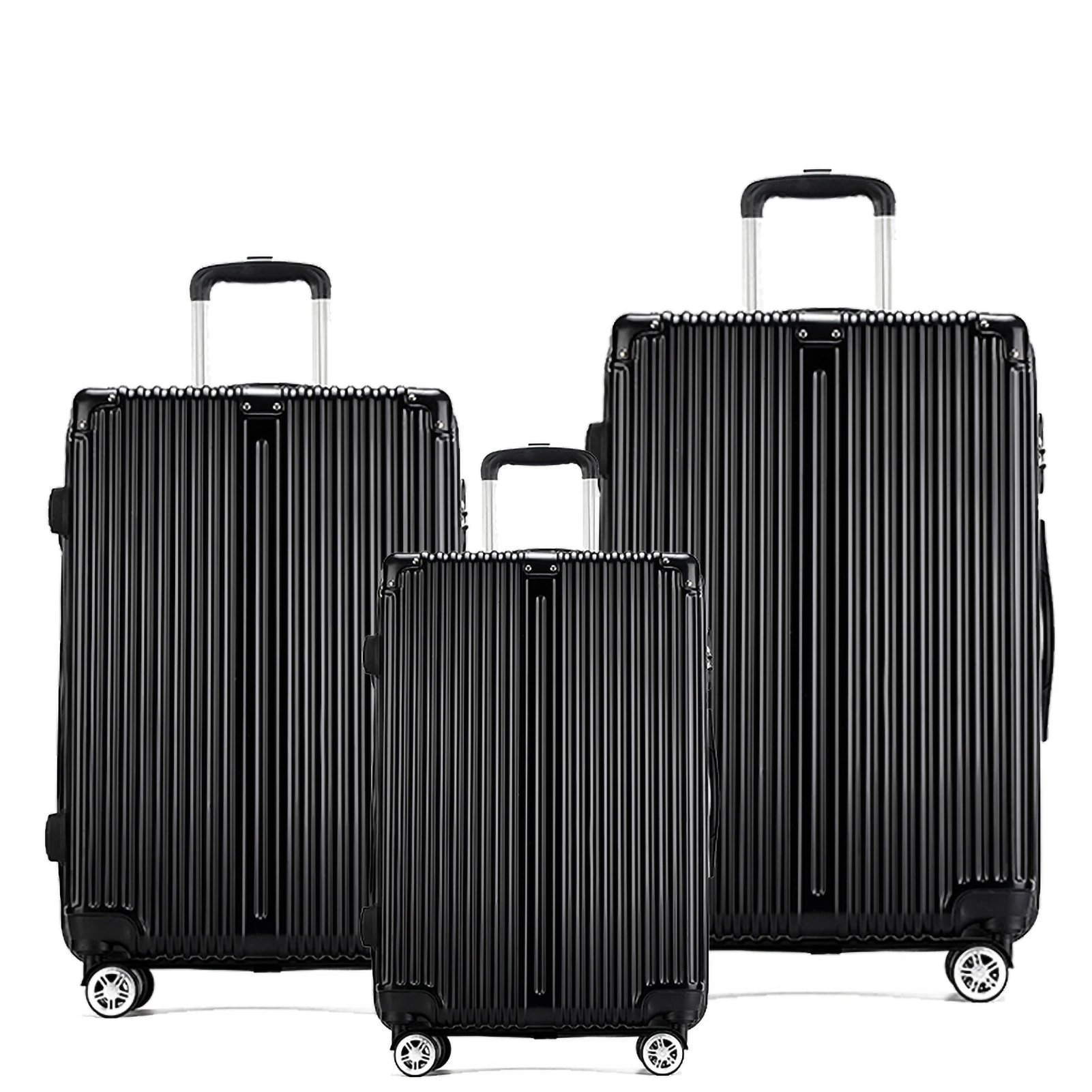 3er-Set mit Schloss, 4 rollenden Spinnerrädern, leichter Trolley-Reisekoffer aus ABS für Handgepäck, Geschäftsreisen
