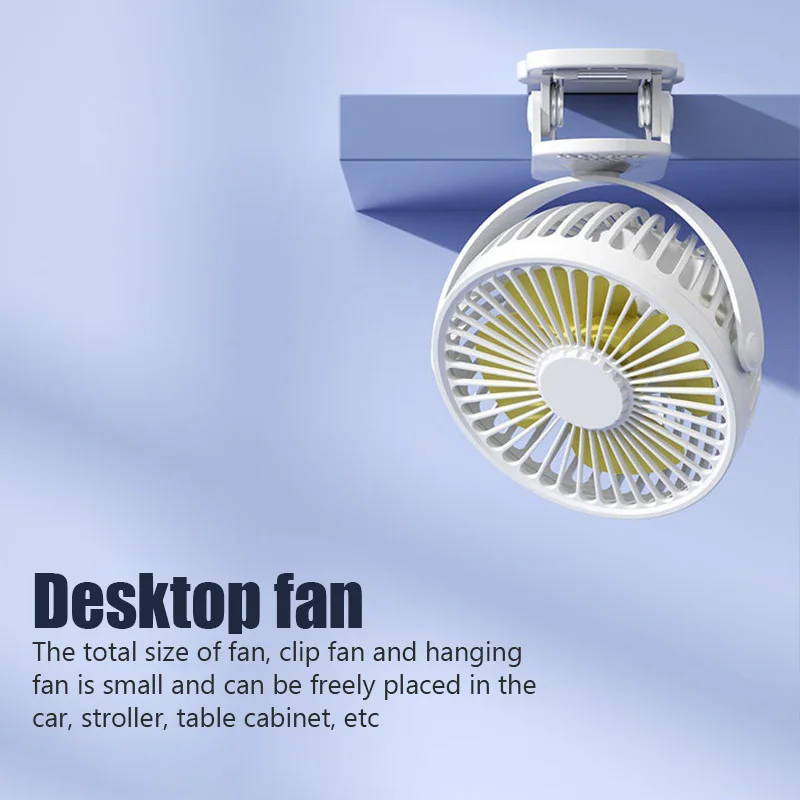 Ventilador de escritorio con clip Mini ventilador de escritorio de refrigeración USB silencioso de 3 velocidades 360 °   Gire los ventiladores eléctricos portátiles del clip del ventilador para el refrigerador de aire de los corchos