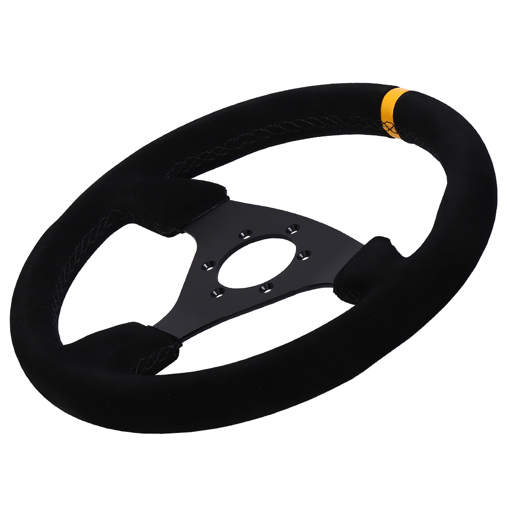 Volante universal de 330 mm camurça Drift Sim Racing Game Volante quadro de alumínio plano 13 polegadas