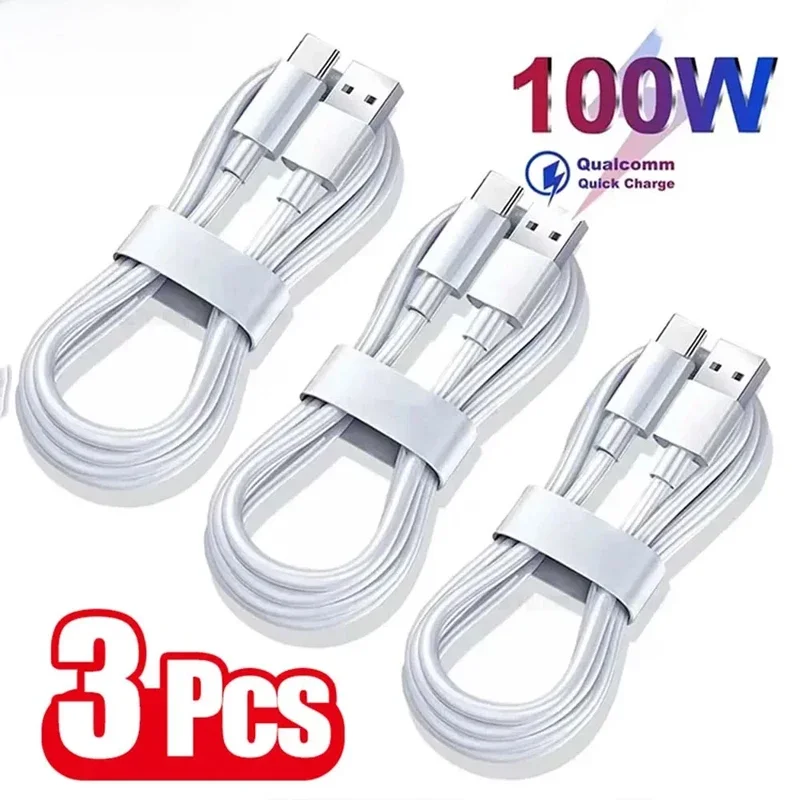 3PCS 6A 100W Tipo C Cavo di ricarica super veloce Cavo dati per Samsung Huawei Xiaomi Redmi Cavi USB C a ricarica rapida NNB
