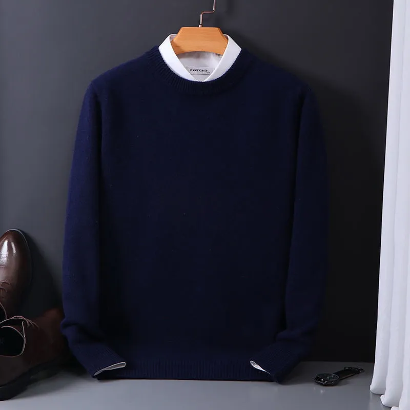 Camisola de caxemira o-pescoço pullovers masculino solto oversized M-5XL camisa inferior de malha outono inverno novo coreano casual masculino topo