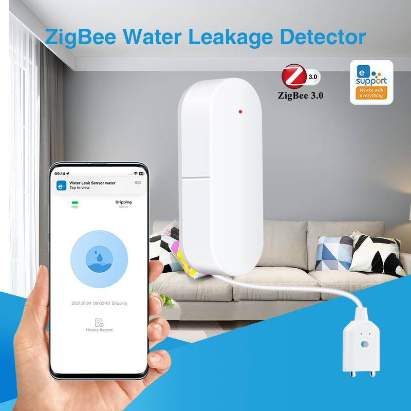 Ewelink-Capteur d'eau Zigbee 3.0, détecteur de fuite d'eau, système d'alarme de sécurité à débordement d'eau avec passerelle Zigbee
