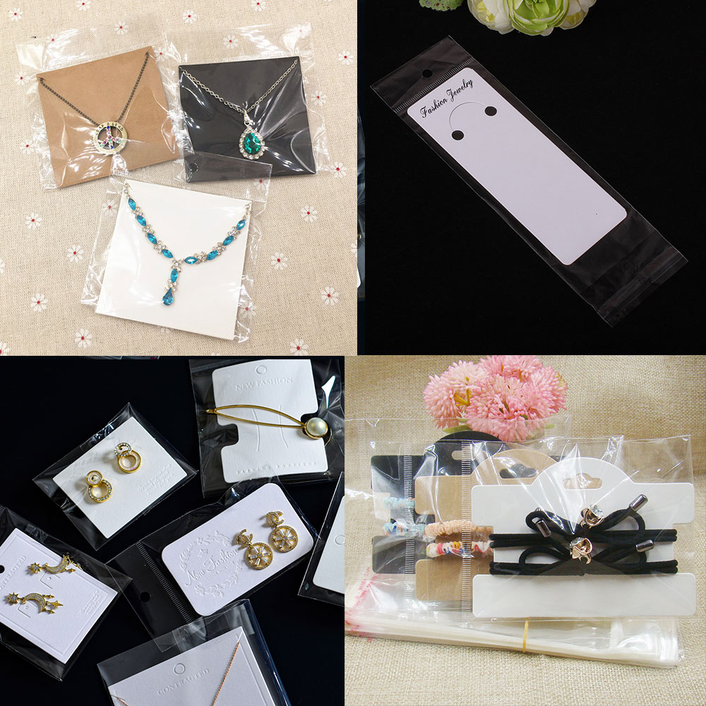 Bộ 30 Trang Sức Màn Hình Thẻ Trong Suốt Opp Túi Handmade Cho Vòng Cổ Vòng Tay Bông Tai Mũ Quấn Túi DIY Phát Hiện
