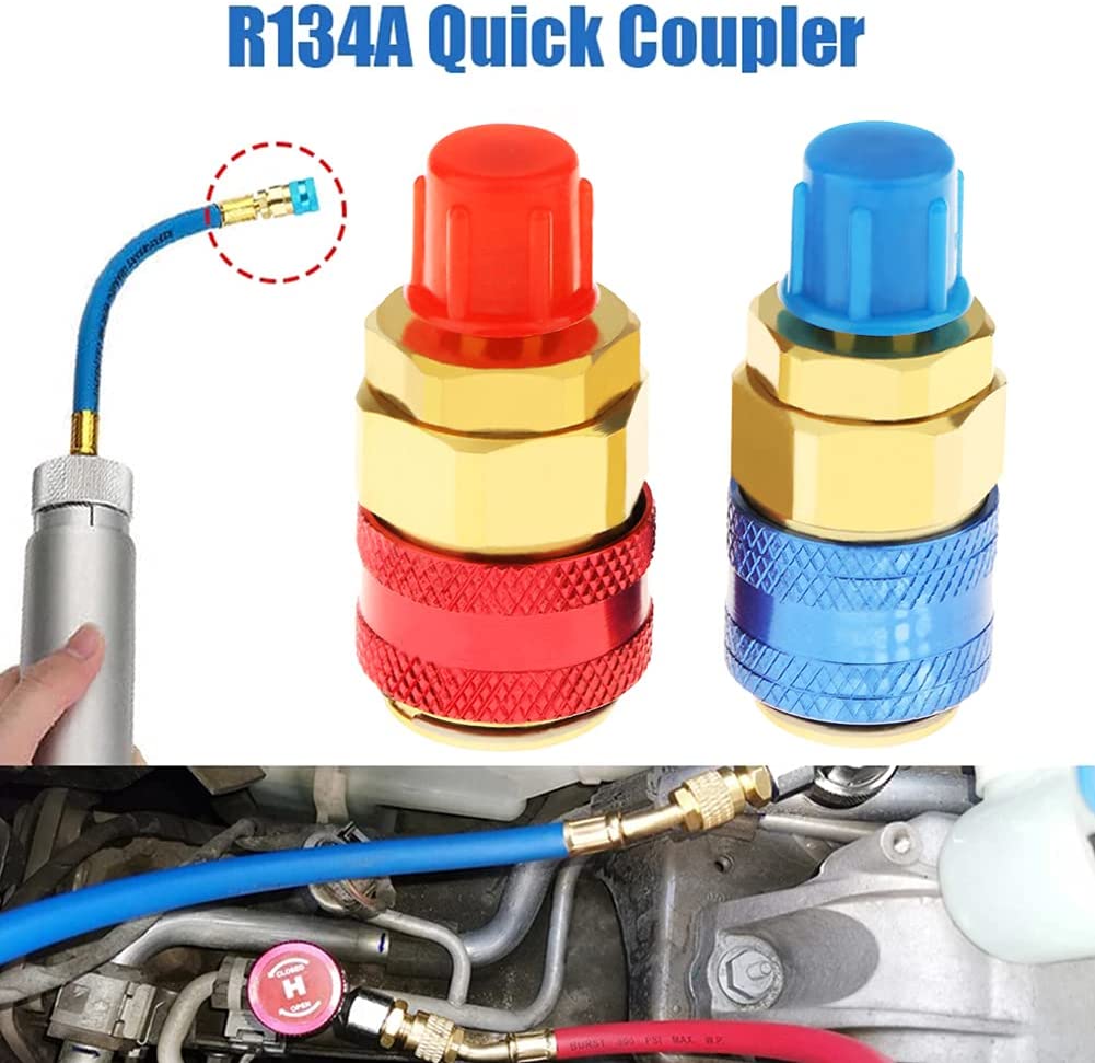 R134A Lage Hoge Auto Snelkoppeling Connector Messing Adapters Auto Airconditioning Koelmiddel Verstelbare AC Manometer