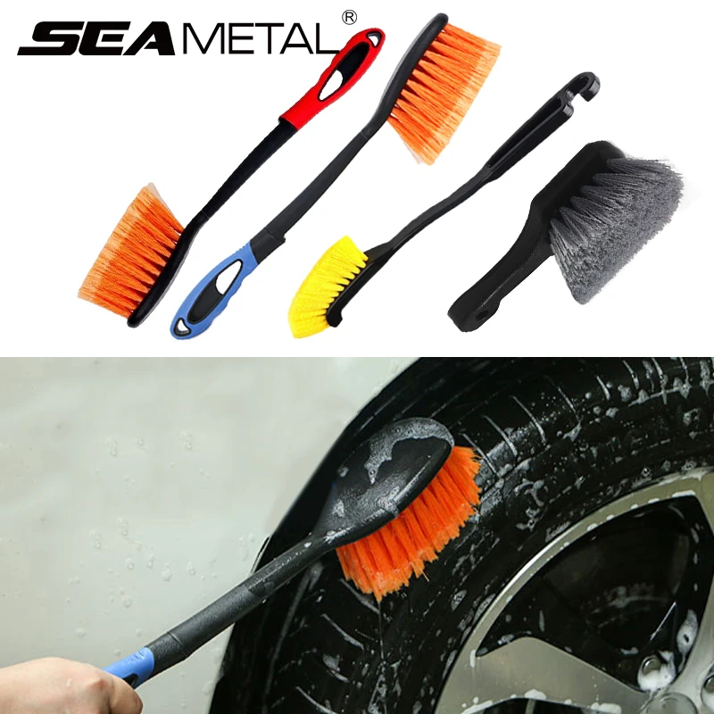 SEAMETAL-cepillo para llanta de neumático de coche, cepillos de limpieza de cubo de rueda, accesorios de limpieza de detalles de ruedas de coche, herramienta de lavado automático de neumáticos mejorada