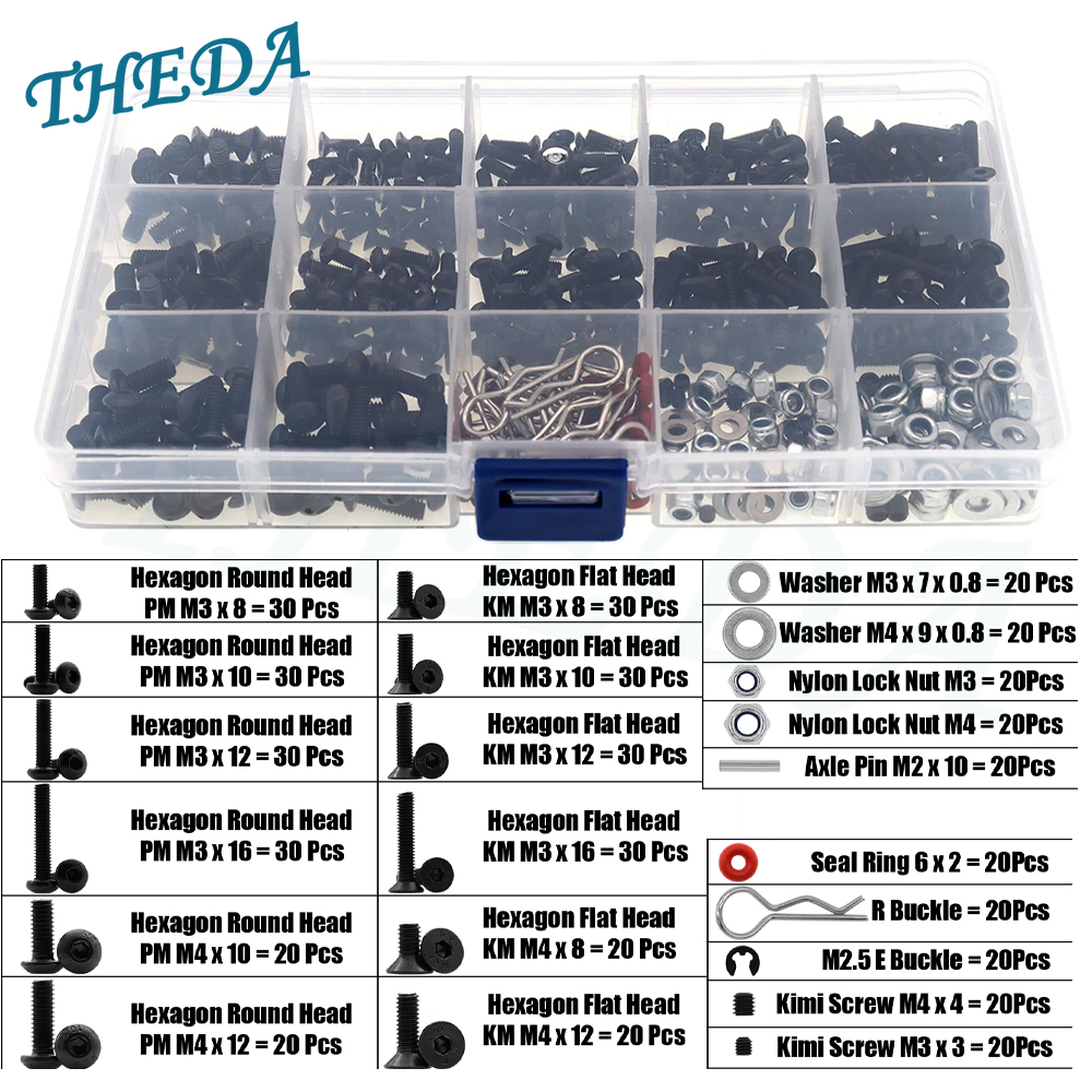 Juego de caja de tornillos para 1/8 1/10 HSP Traxxas TRX-4 TRX-6 Tamiya CFX MST HPI Kyosho D90 Scx10 D110 AXIAL D110 RC herramienta de reparación de piezas de coche