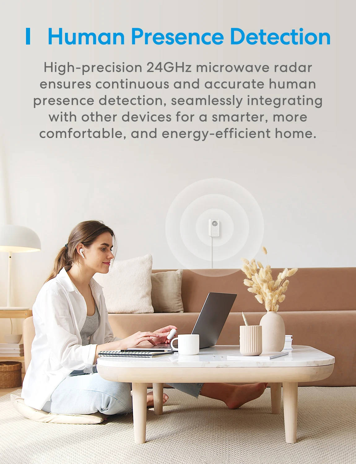 Meross Matter-Sensor de presencia humana WiFi, Detector de Radar con Sensor de detección de luminancia/distancia para hogar inteligente