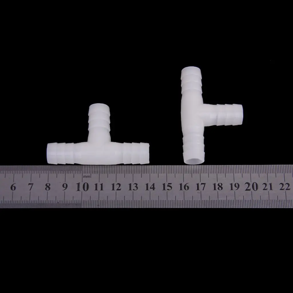 2 x 12mm Plastic Equal Tee Connector Barbed Pipe Fitting Air/Water Hose Joiner