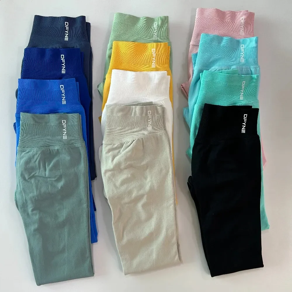 Dfyne Impact LeggingsScrunch-mallas de Yoga sin costuras para mujer, pantalones deportivos para gimnasio, banda baja acanalada, medias de Fitness de estiramiento alto, novedad