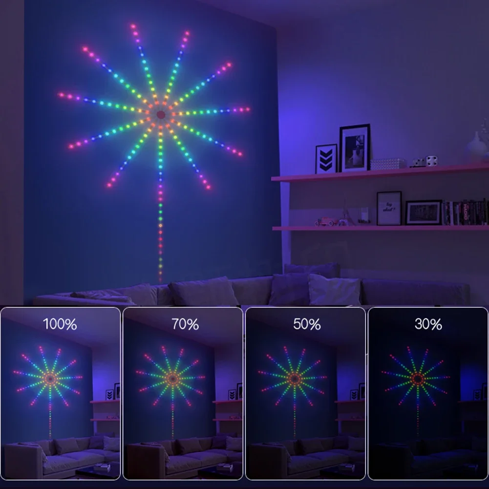 スマート LED ライトストリップ DIY 花火リモート Bluetooth フェストゥーンランプクリスマス寝室パーティー結婚式の装飾ホリデーフェアリーライト