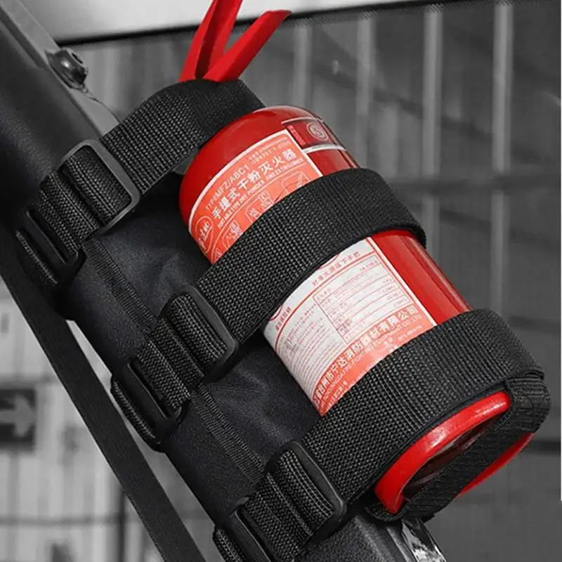 Roll Bar Fire Extinguisher Mount Adjustable Closure Fire Extinguisher Support Fixing Strap Multifunctional Mount Bracket For