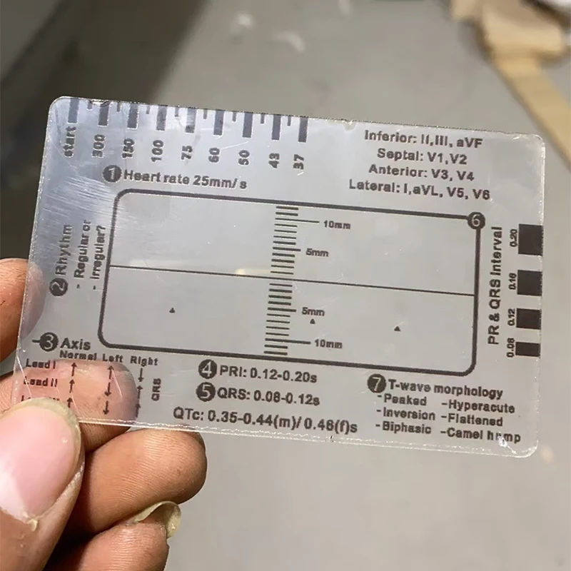 Ecg 7-step Ruler Ecg/ekg 7-step Ruler Card, Portable Pocket Ecg Ekg Caliper With Protective Sheath Evaluation Tool