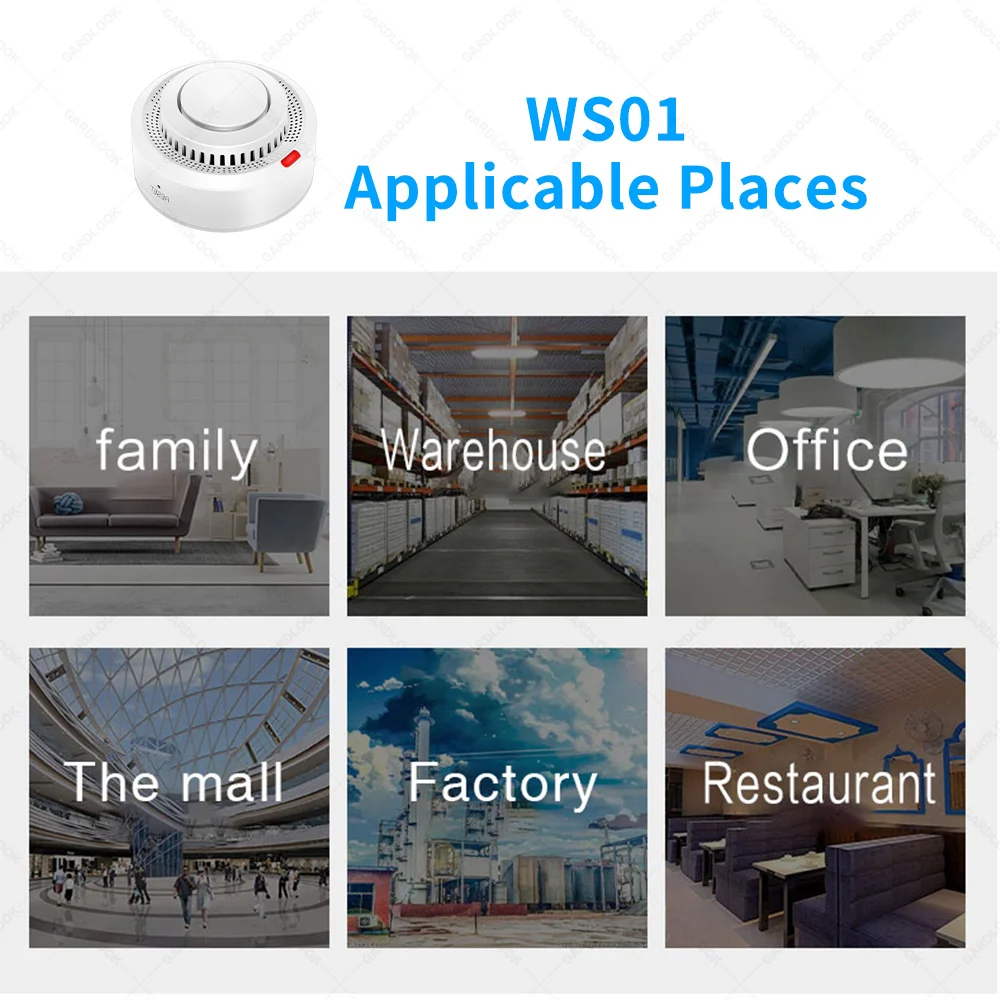 Tuya บ้านเครื่องตรวจจับควัน WiFi Fire Protection Security Sound ALARM SENSOR ไร้สายแบตเตอรี่ดําเนินการ Smart Life APP PUSH Alert