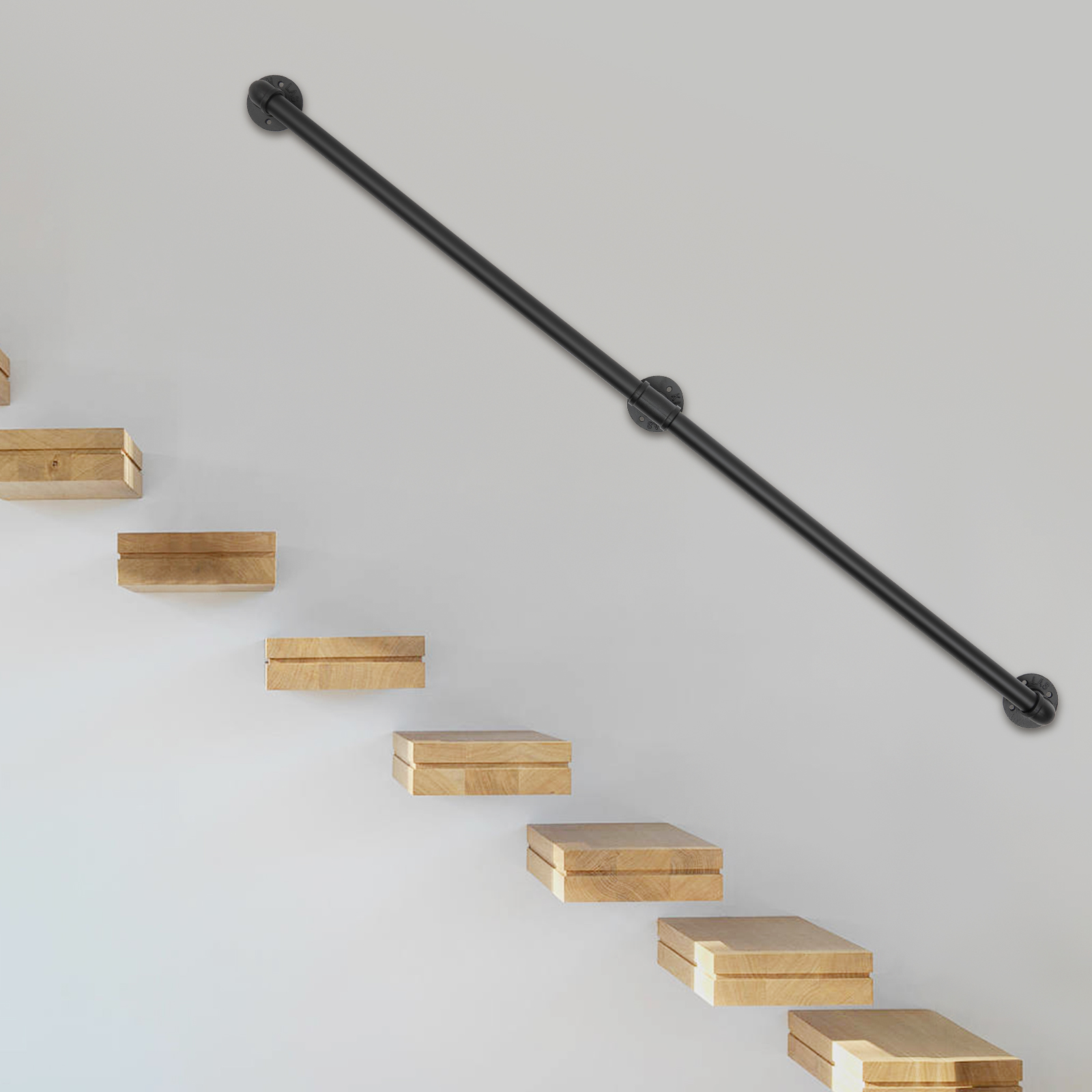 5FT/6.6FT Industrieller Rohrtreppenhandlauf mit Wandhalterungsunterstützung für den Innen- und Außenbereich