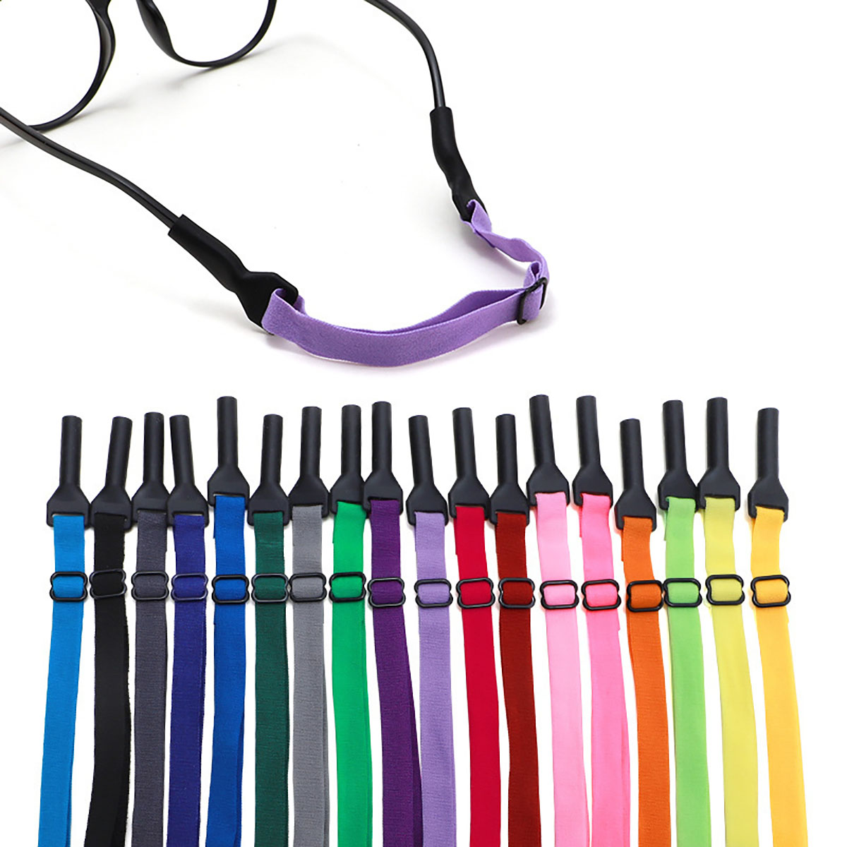 2 pçs óculos corrente tamanho ajustável corda elástica óculos cinta esporte antiderrapante e anti gota fixador óculos cabo