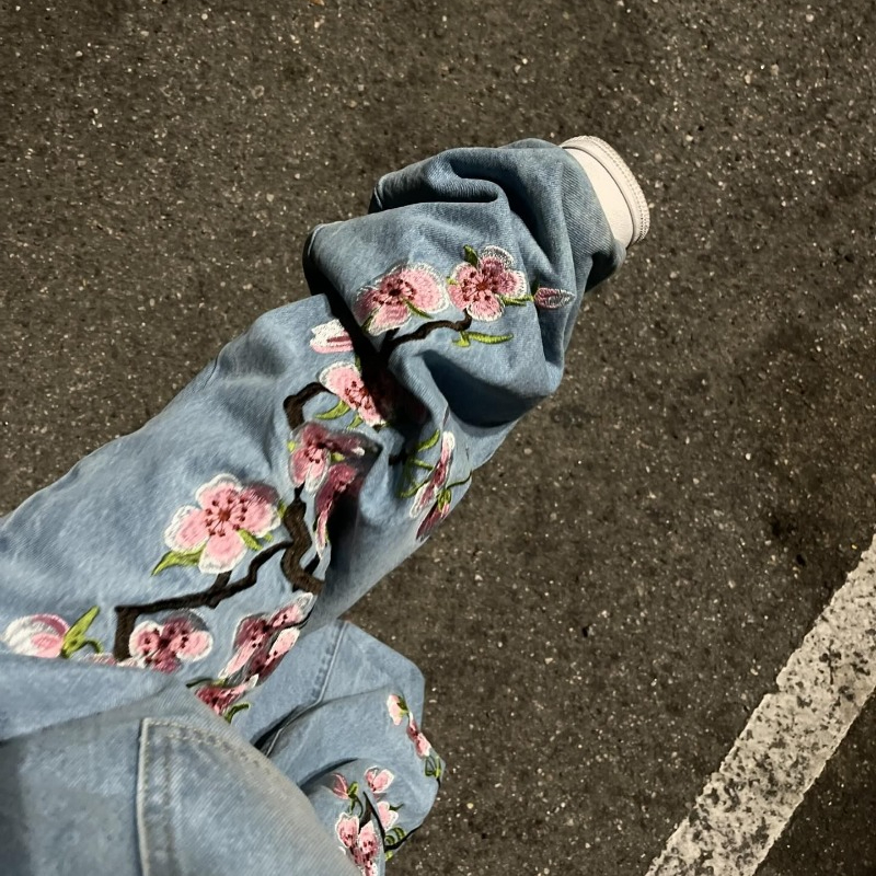 Y2k calças masculinas baggy harajuku flor de cerejeira padrão de impressão jeans hip hop streetwear masculino feminino gótico casual perna larga calças jeans