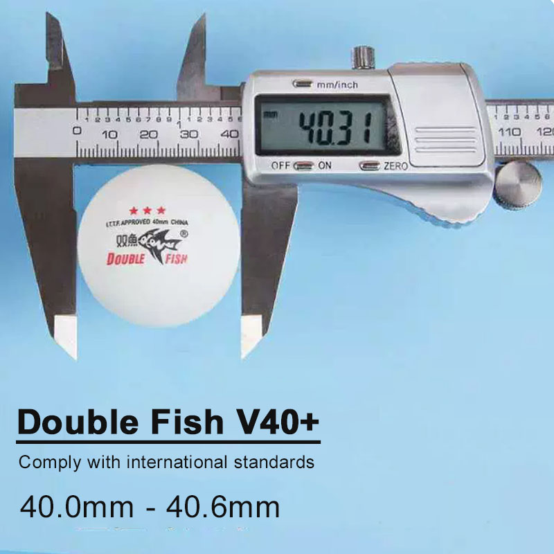 DOUBLE FISH-pelotas de Ping Pong V40 + originales de 3 estrellas, Material ABS con costura, nuevo, aprobado por ITTF
