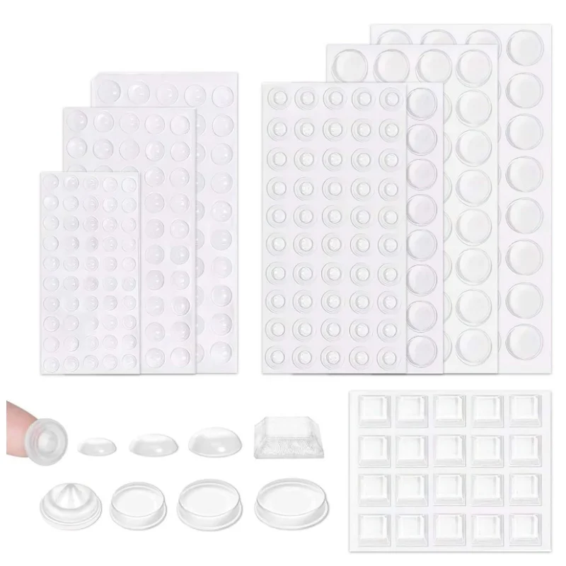 100pcs Cabinet Door Bumpers Strong Self-Adhesive Clear Pads Soft Silicone Door Stopper Mute Damper Buffer Furniture Dots Cushion