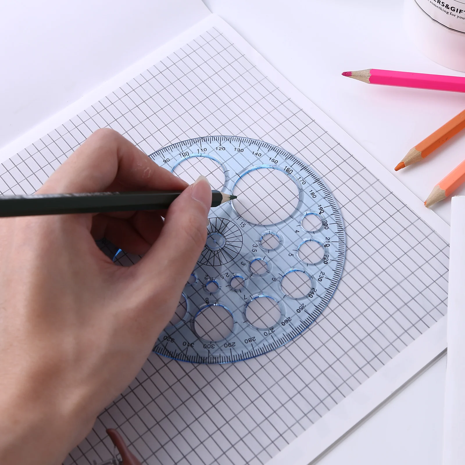 Multifunction Geometric Template Plastic Measuring Ruler Circles Drawing Shape Geometric Drawing Stencils Tools