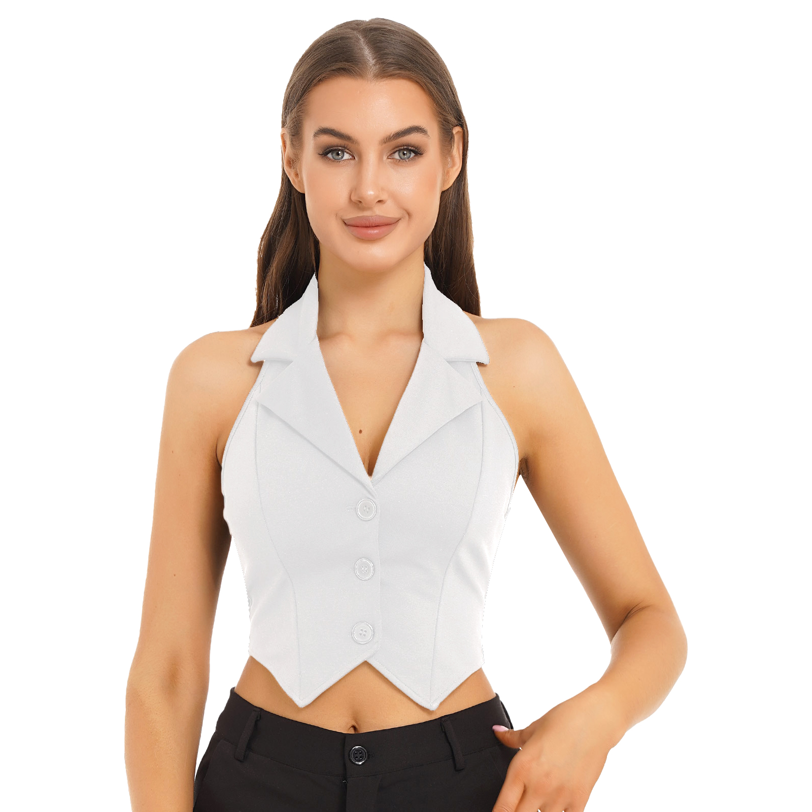 Women's Vests Halter Neck Office Ladies Crop Tops V-Neck Formal Elegant OL Waistcoat Suits Vest Business Work Wear Mujer