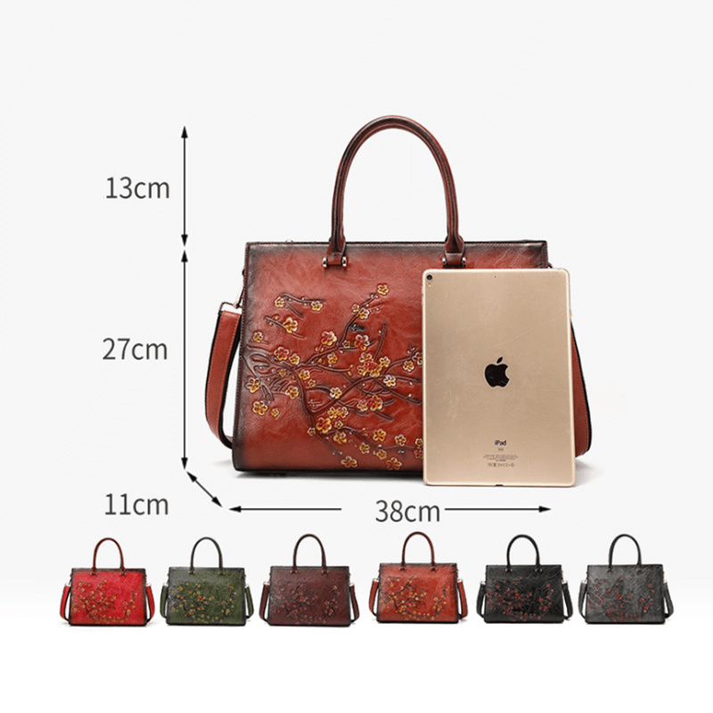 OYIXINGER 2022 Phụ Nữ Mới Cặp Xách Công Suất Lớn Top-Túi Nữ Họa Tiết Hoa Da Cặp 14 Inch Macbook Hp xiaomi