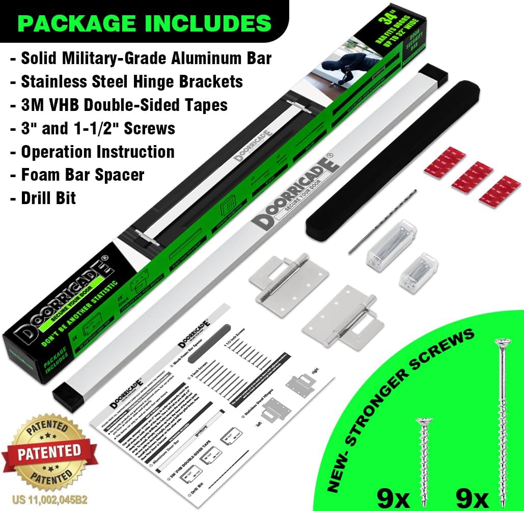 Doorricade-Secure The Entire Width of Your Inward Opening Front Door or Safe Room.
