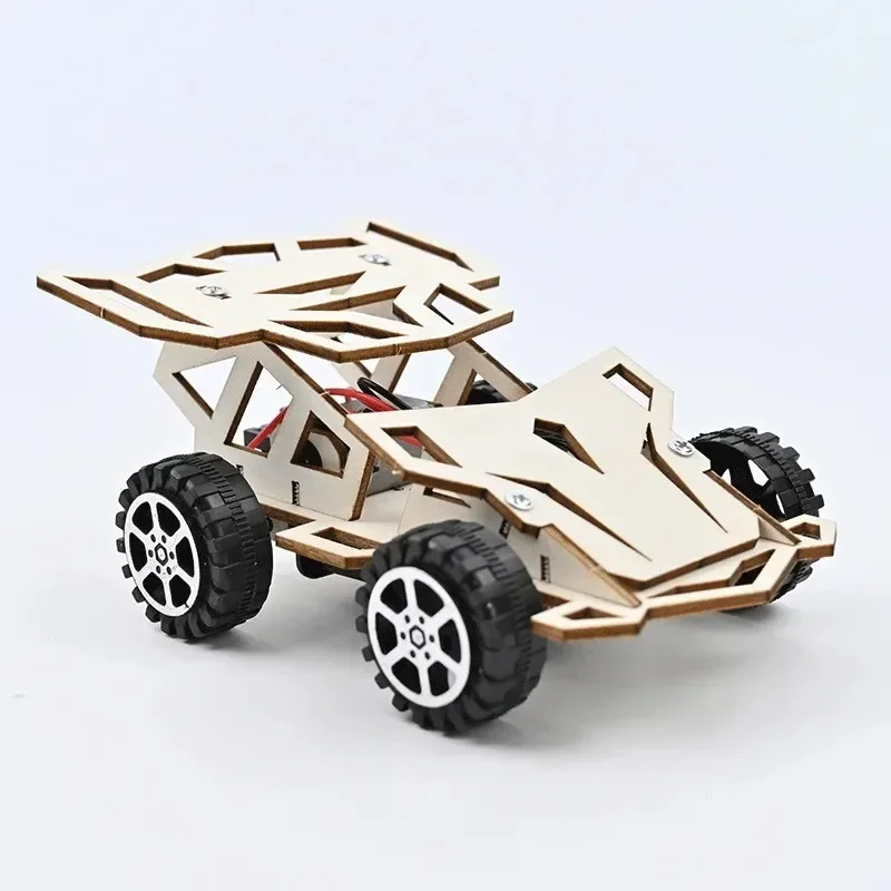 DIY รีโมทคอนโทรลไม้รถไม้สี่ล้อไดรฟ์ Racing ประกอบการทดลองวิทยาศาสตร์ชุดเด็ก STEM ของเล่นเพื่อการศึกษา