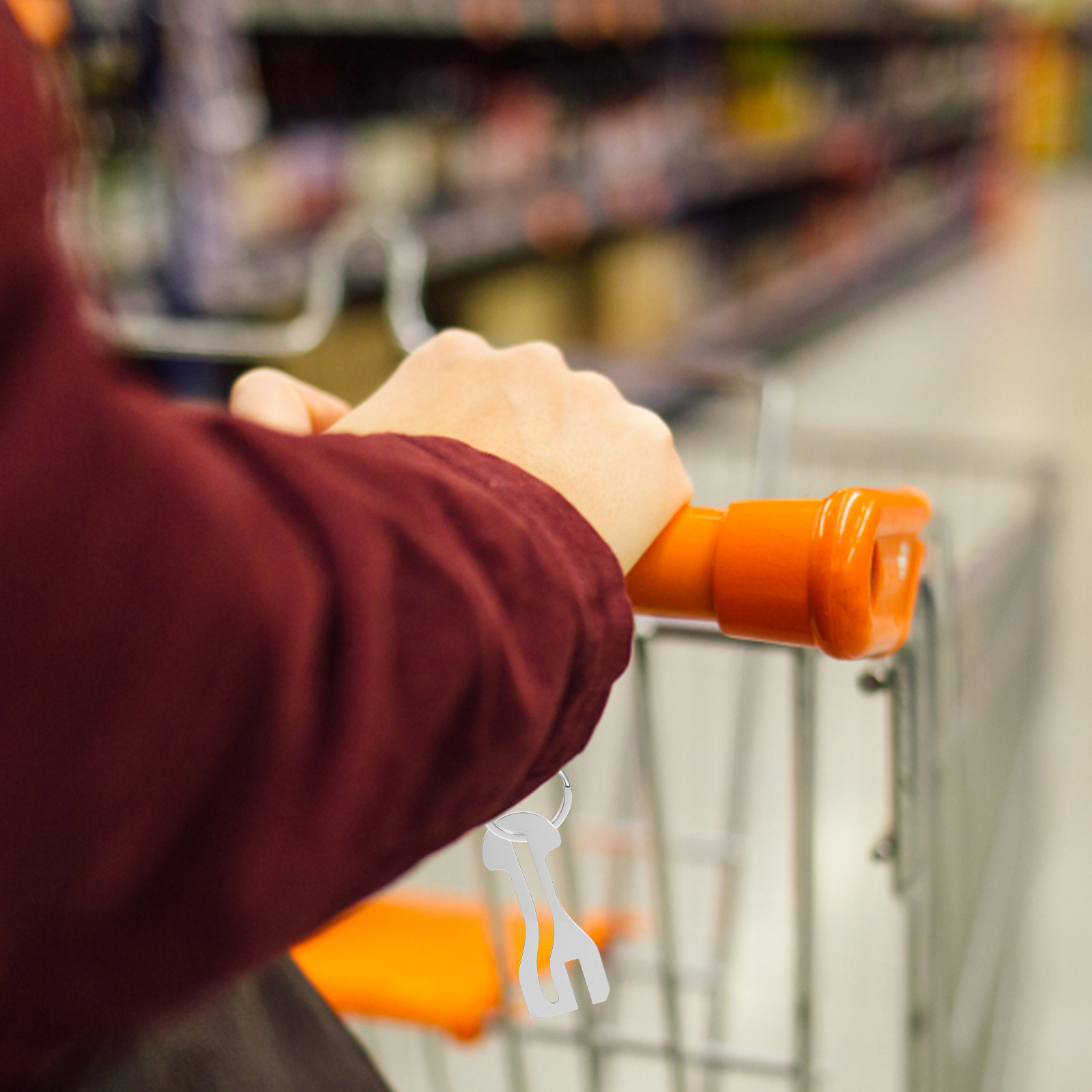 4 Pcs Token Trolley for Shopping Metal Key Rings Bottom Plate 800X260X230CM Pendant Portable Accessory Office