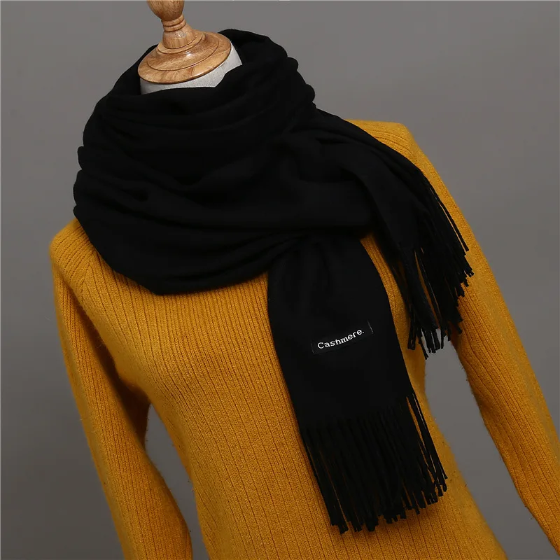 Bufanda de Cachemira de Color liso para hombre, Pashmina de invierno, pañuelo cálido, color azul marino, negro y gris, Bufandas de negocios para hombre, chales Bufandas