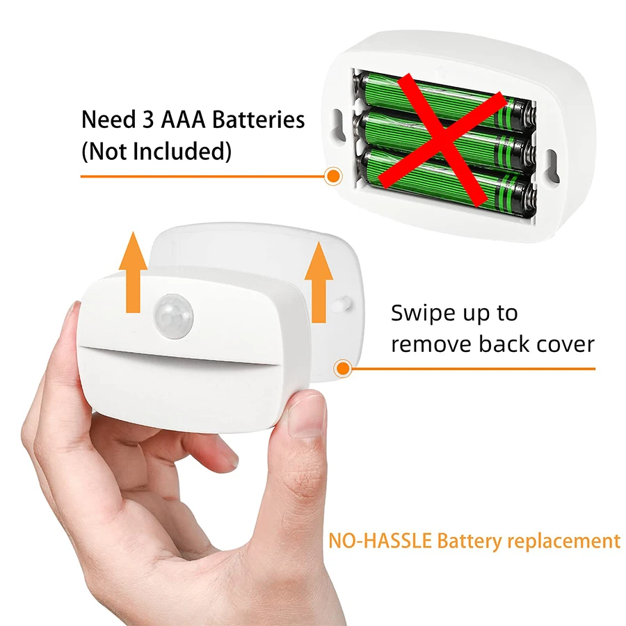 Luce con sensore di movimento Luce notturna a LED per interni Stick su luce notturna Luci a batteria per corridoio Scala Bagno Armadio Camera da letto