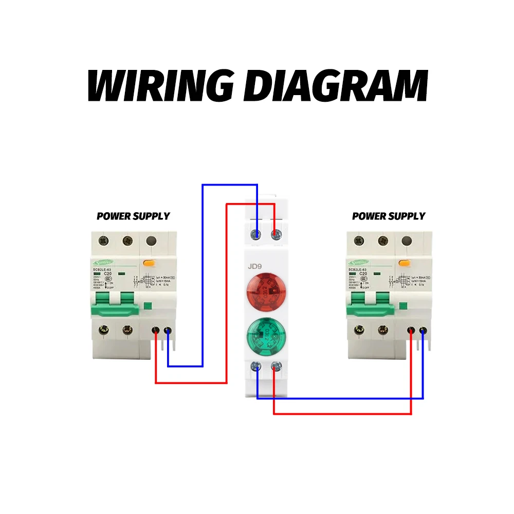 Din Rail Mount ไฟสัญญาณ LED Series AC/DC 24V 220V ไฟแสดงนําร่อง JD9 หลายสี