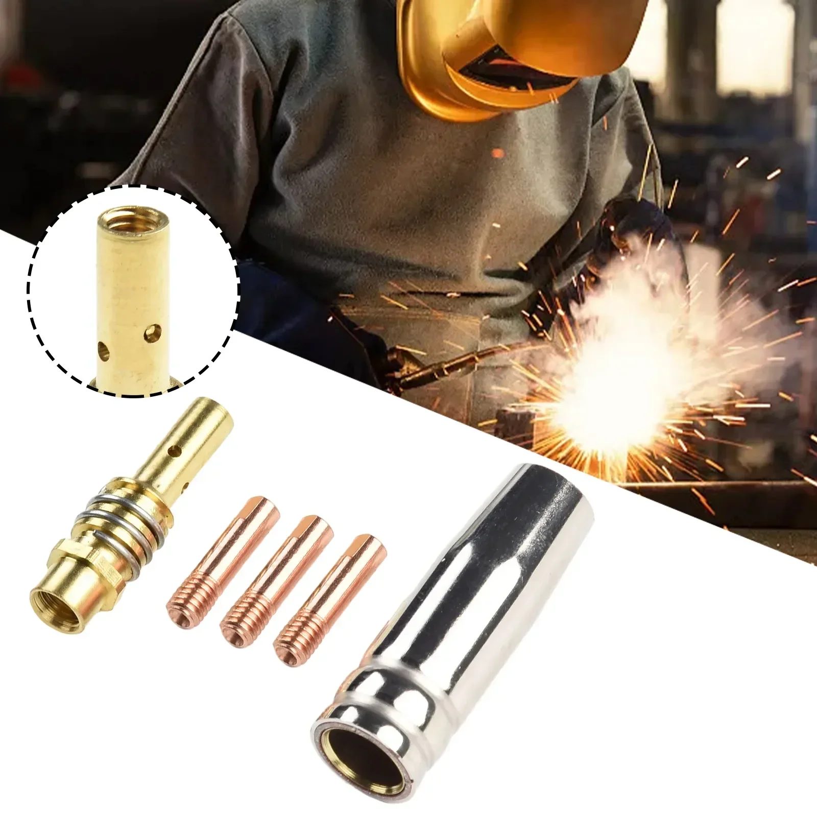 5 PCS Mig Contact Tip Welder Nozzle Kit 15AK Conductive Tip Nozzles Contact Tips MIG Welding Torch Welding 0.6/0.8/0.9/1.0/1.2mm