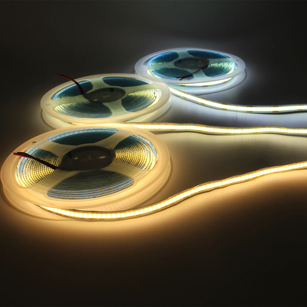 Taśmy LED COB DC 12V 24V, płytka PCB 8mm, 320 diod LED/m, elastyczna taśma, dekoracja wnętrz, 3000K 4000K 6000K, 5M 10M, liniowa, ściemnialna lampa