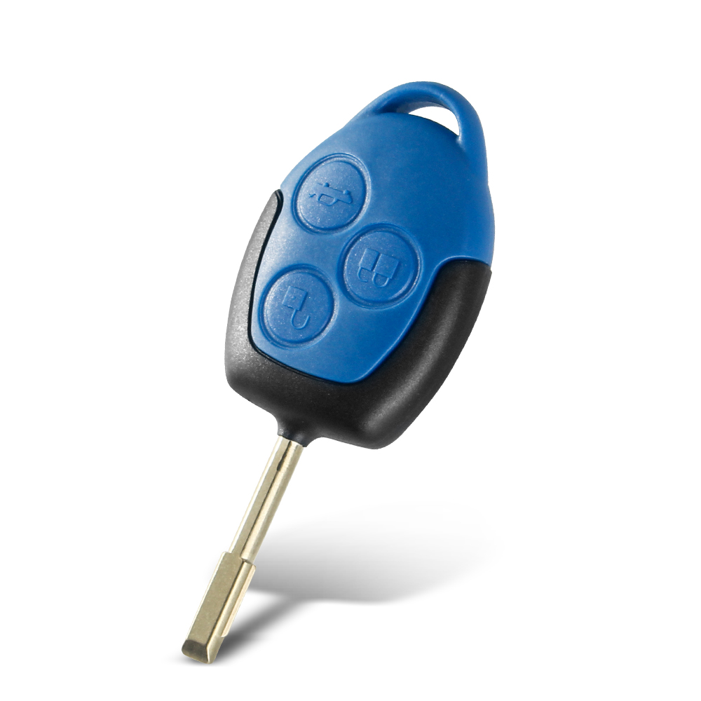 KEYYOU-Juego de conexión de tránsito de 3 botones, carcasa de llave remota de coche para Ford Transit, funda de llave azul, cubierta de estilo