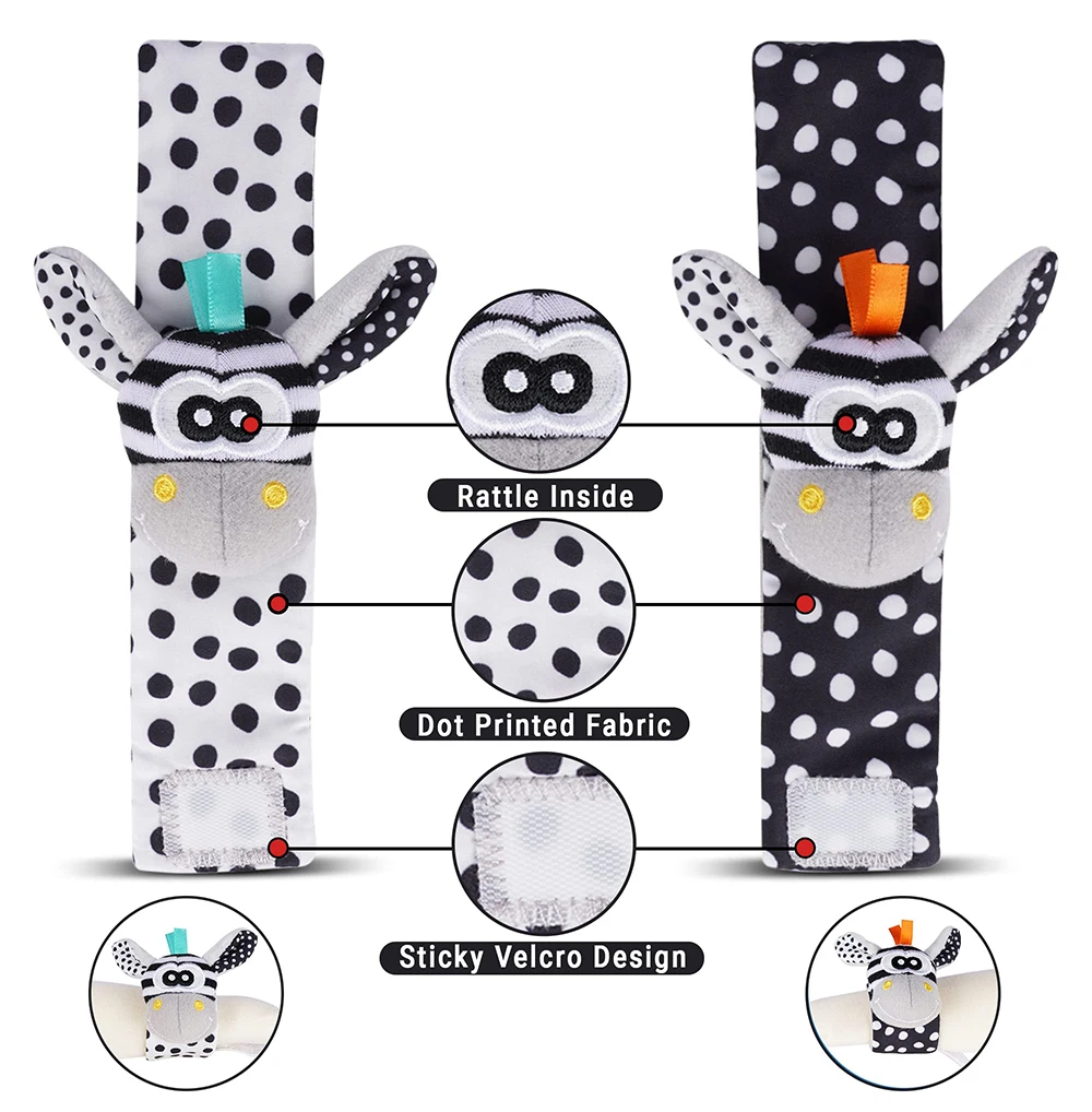 4 TEILE/SATZ Baby Rassel Socken Handgelenk Strap Rasseln Set Nette Kuscheltiere Fuß Finder Socken 0 ~ 12 Monate für Kleinkind Neugeborene Geschenk